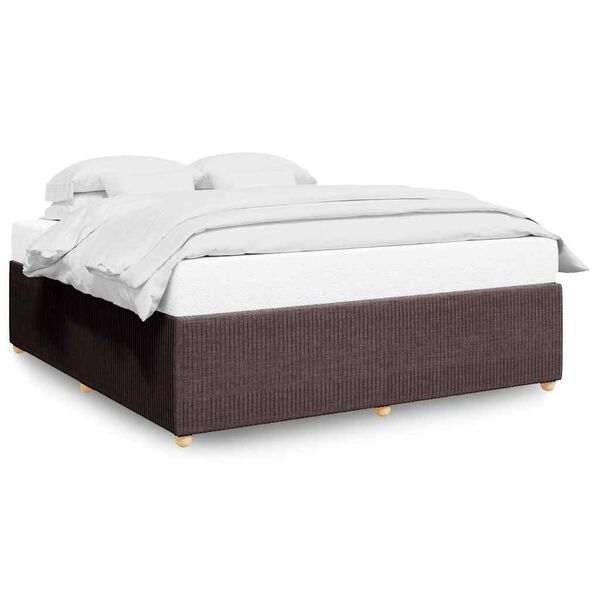 vidaXL Cadre de lit sans matelas marron fonc&eacute; 200x200 cm tissu