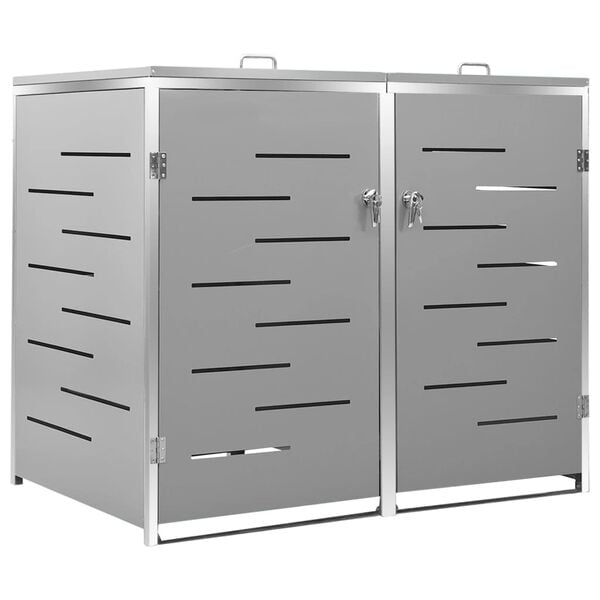 vidaXL Abri pour deux poubelles 138x77,5x112,5 cm Inox