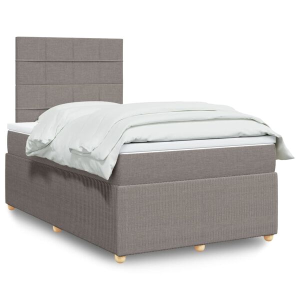 vidaXL Sommier &agrave; lattes de lit avec matelas taupe 120x190 cm tissu