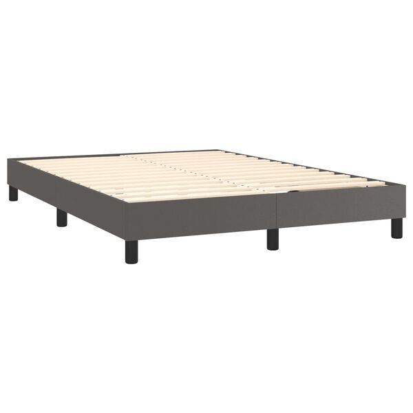 vidaXL Sommier à lattes de lit avec matelas Gris 140x200 cm Similicuir