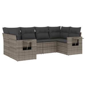 vidaXL Salon de jardin 6 pcs avec coussins gris r&eacute;sine tress&eacute;e