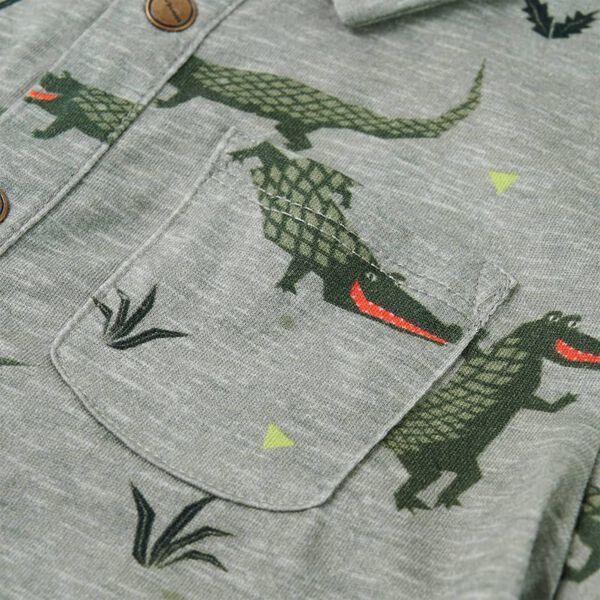 Chemise pour enfants m&eacute;lange kaki clair 116