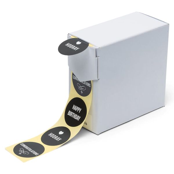 rillprint Autocollants de cadeaux 250 pcs x 4 rouleaux Noir et blanc