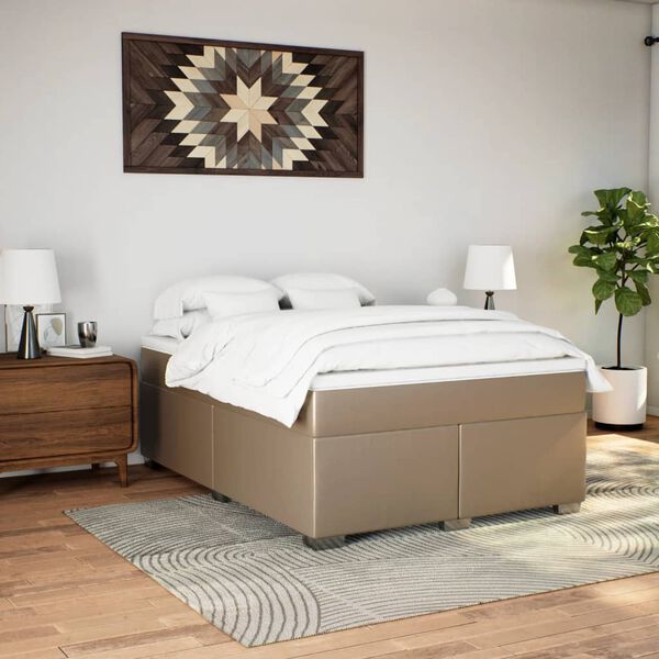 vidaXL Sommier &agrave; lattes de lit avec matelas Cappuccino 160x200 cm
