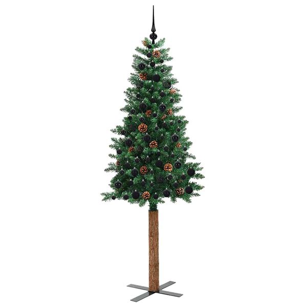 vidaXL Sapin de No&euml;l mince Vert 210 cm PVC et bois de pin massif
