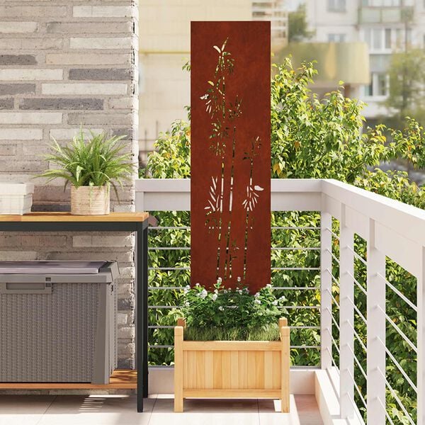 vidaXL &Eacute;cran de confidentialit&eacute; de jardin Floral Rouill&eacute; 32 x 140 cm