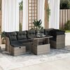 vidaXL Salon de jardin 8 pcs avec coussins gris r&eacute;sine tress&eacute;e