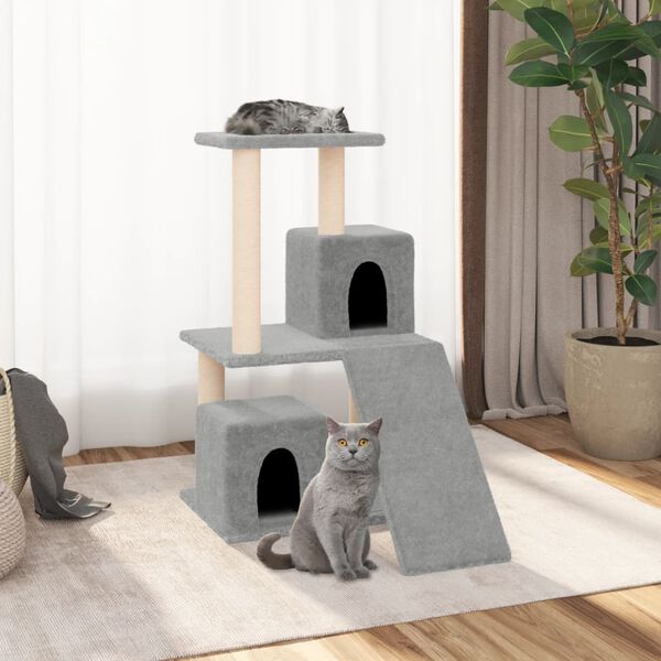 vidaXL Arbre &agrave; chat avec griffoirs en sisal Gris clair 82 cm