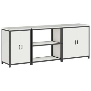 vidaXL Ensemble de rangement cuisine avec &eacute;tag&egrave;re 3 pcs Blanc Acier