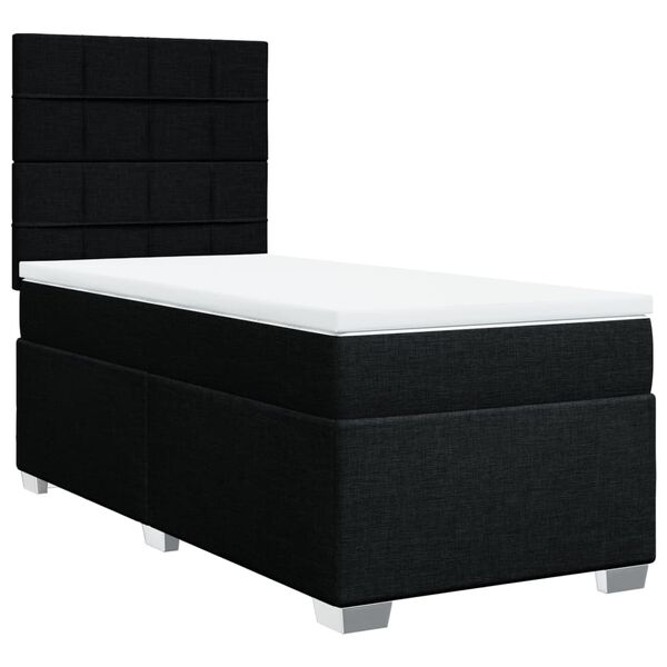 vidaXL Sommier &agrave; lattes de lit avec matelas Noir 90x200 cm Tissu
