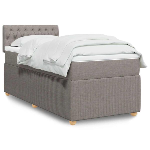 vidaXL Sommier &agrave; lattes de lit avec matelas Taupe 100x200 cm Tissu