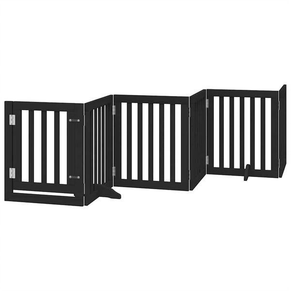 vidaXL Barri&egrave;re pour chien porte pliable 15panneaux noir bois peuplier