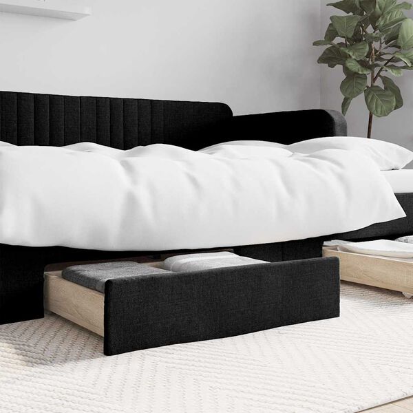 vidaXL Tiroirs de lit 2 pcs noir bois d'ingénierie et tissu