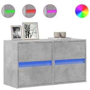 vidaXL Meubles TV muraux et lumi&egrave;res LED 2 pcs gris b&eacute;ton 41x31x45 cm