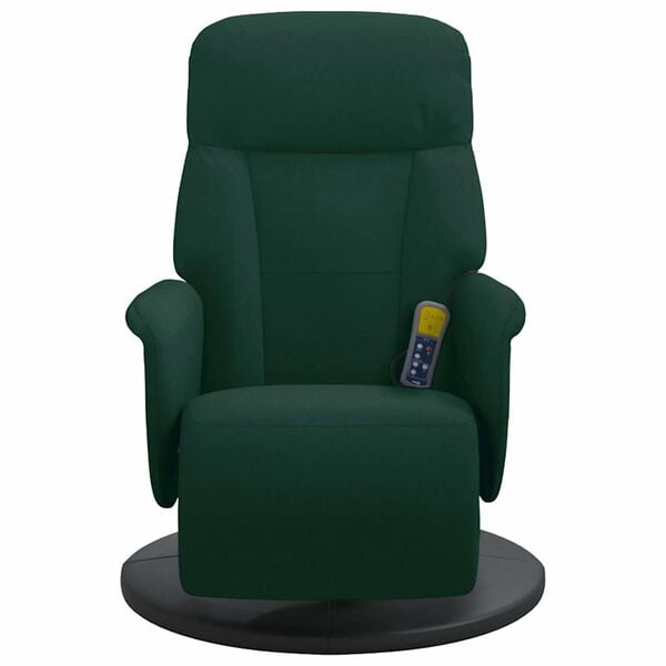 vidaXL Fauteuil inclinable de massage repose-pied vert fonc&eacute; velours
