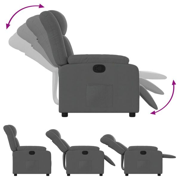 vidaXL Fauteuil inclinable en tissu gris fonc&eacute;