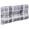 vidaXL Coussin de palette motif &agrave; carreaux gris 70x40x12 cm tissu
