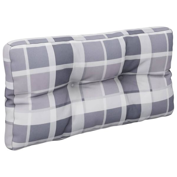 vidaXL Coussin de palette motif &agrave; carreaux gris 70x40x12 cm tissu