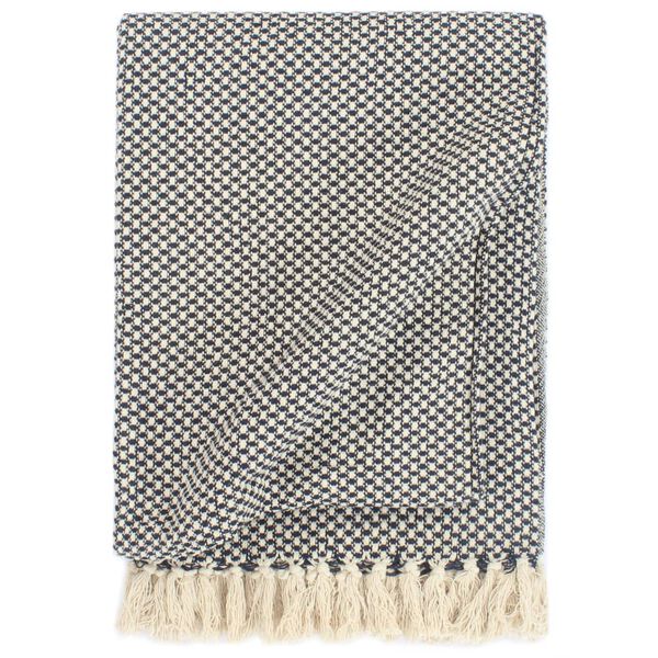 vidaXL Couverture en coton 220x250 cm Bleu marine