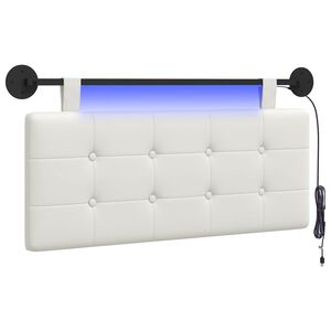 vidaXL T&ecirc;te de lit suspendue Avec lumi&egrave;re LED Blanc Simili cuir