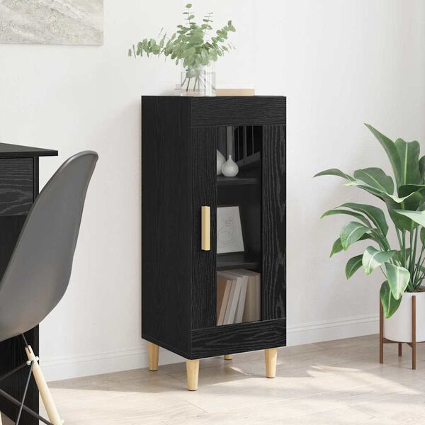 vidaXL Buffet Ch&ecirc;ne noir 34,5 x 32,5 x 90 cm Bois d'ing&eacute;nierie
