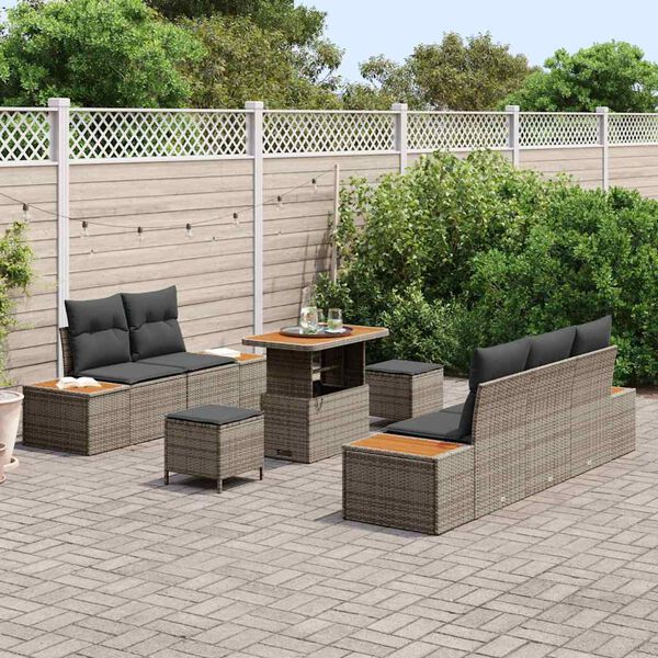 vidaXL Ensemble de canap&eacute; de jardin 8 pcs Gris clair et gris fonc&eacute;