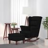vidaXL Fauteuil à bascule à oreilles en velours noir bois massif