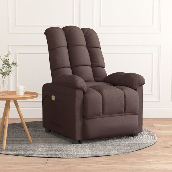 vidaXL Fauteuil de massage Marron fonc&eacute; Tissu