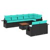 vidaXL Ensemble de canap&eacute; de jardin 9 pcs avec coussins noir r&eacute;sine tress&eacute;e