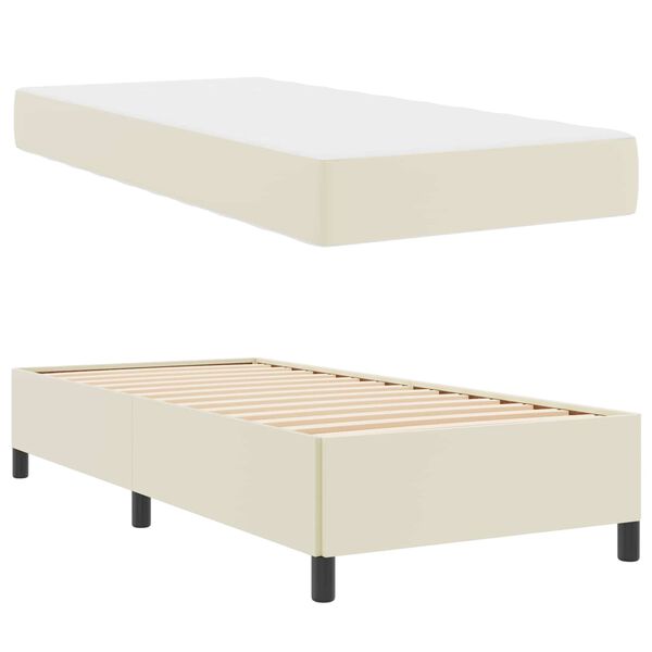 vidaXL Cadre de lit avec matelas Cr&egrave;me 100 x 200 cm Faux cuir