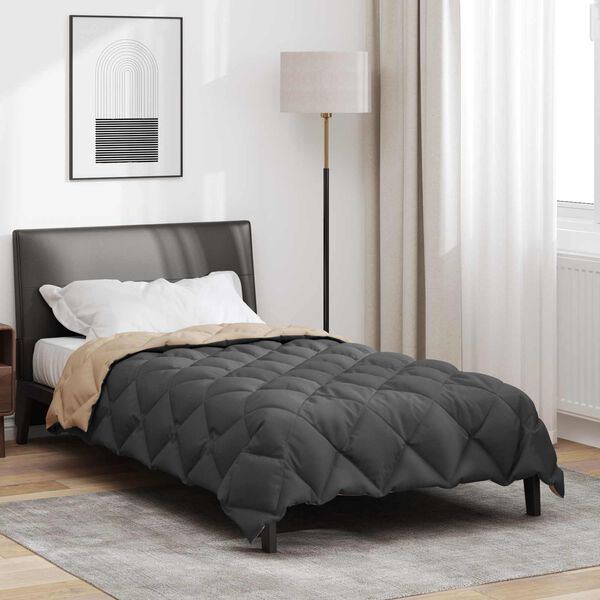 vidaXL Duvet d'hiver Anthracite et Taupe 220 x 140 cm Microfibre