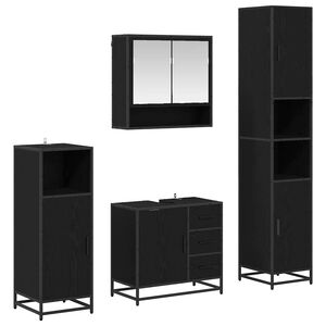 vidaXL Ensemble de mobilier de salle de bain 4 pcs Ch&ecirc;ne noir