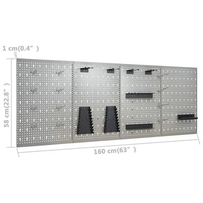 vidaXL Panneaux perforés muraux 4 pcs 40x58 cm Acier