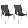 vidaXL Ensemble de bistro 3 pcs Acier Noir