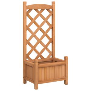 vidaXL Jardini&egrave;re avec treillis marron 40x30x90 cm bois massif de sapin