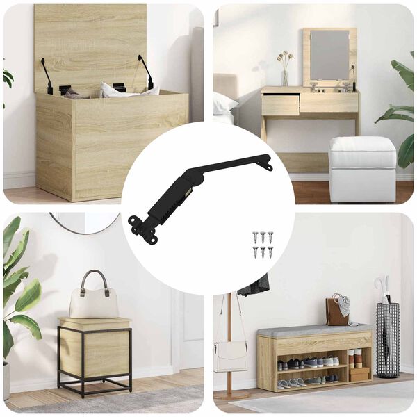 vidaXL Charni&egrave;re de support de couvercle 12 pcs Noir 192 x 32 x 50 mm