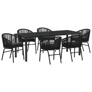 vidaXL Ensemble de salle &agrave; manger pour jardin 7 pcs Noir