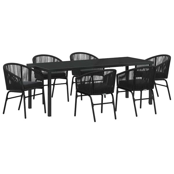 vidaXL Ensemble de salle &agrave; manger pour jardin 7 pcs Noir