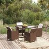 vidaXL Ensemble &agrave; d&icirc;ner de jardin avec coussins 5 pcs poly rotin brun