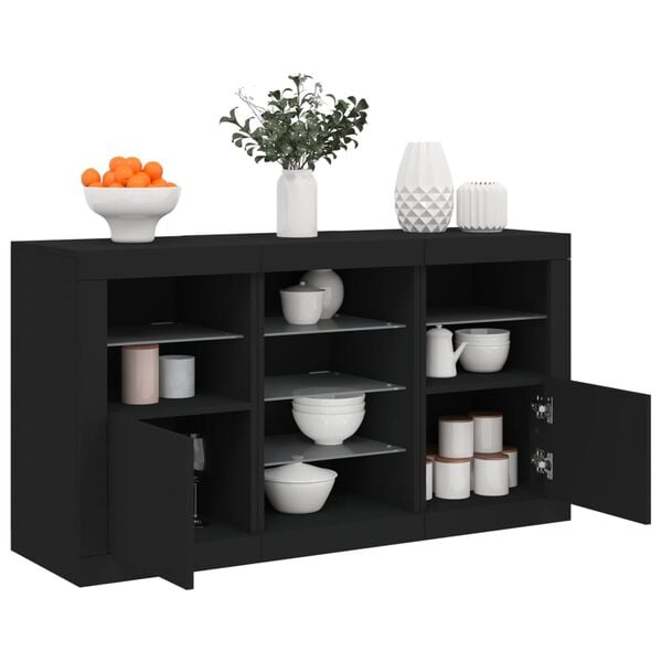 vidaXL Buffet avec lumières LED noir 123x37x67 cm