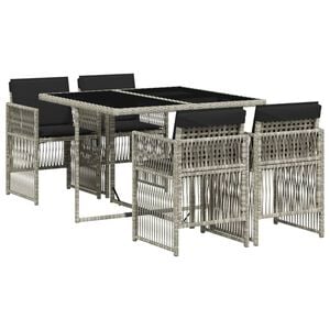 vidaXL Ensemble &agrave; manger de jardin et coussins 5 pcs gris clair rotin
