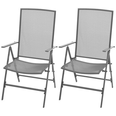 vidaXL Mobilier de bistro 3 pcs avec chaises pliables Acier Anthracite
