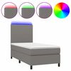 vidaXL Sommier &agrave; lattes de lit avec matelas et LED Gris fonc&eacute; 90x190cm