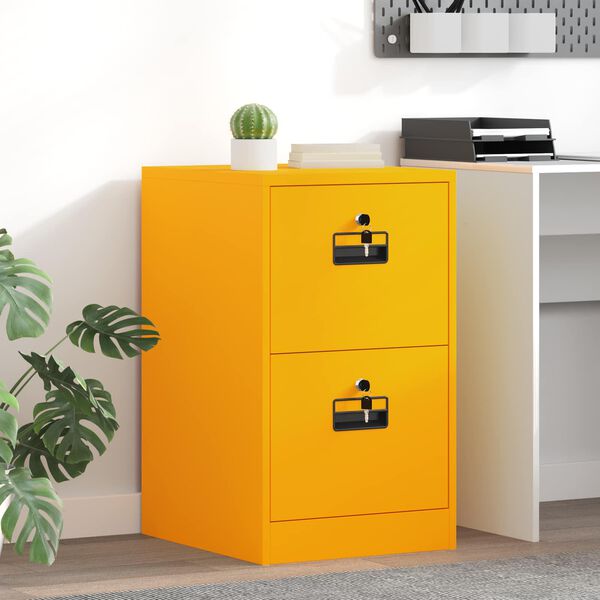 vidaXL Cabinet de Dossier Jaune moutarde 44 x 50 x 106.5 cm