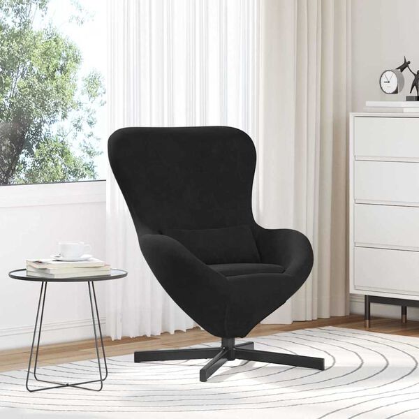 vidaXL Fauteuil &oelig;uf Noir 63 x 73 x 90 cm Velours