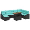 vidaXL Ensemble de canap&eacute; de jardin avec coussin 9 pcs Noir polyrotin