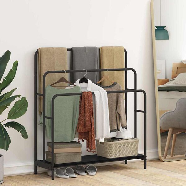 vidaXL Porte-v&ecirc;tements Ch&ecirc;ne noir 90 x 30 x 100,5 cm Bois d'ing&eacute;nierie