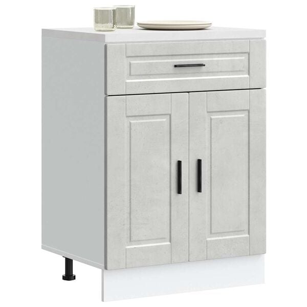 vidaXL Armoire de cuisine Porto gris b&eacute;ton bois d'ing&eacute;nierie