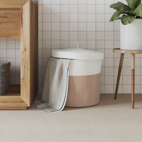 vidaXL Panier de rangement et couvercle marron et blanc Ø40x35cm coton