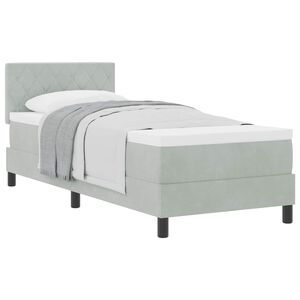 vidaXL Lit &agrave; ressorts avec matelas Gris clair 80 x 200 cm Velours